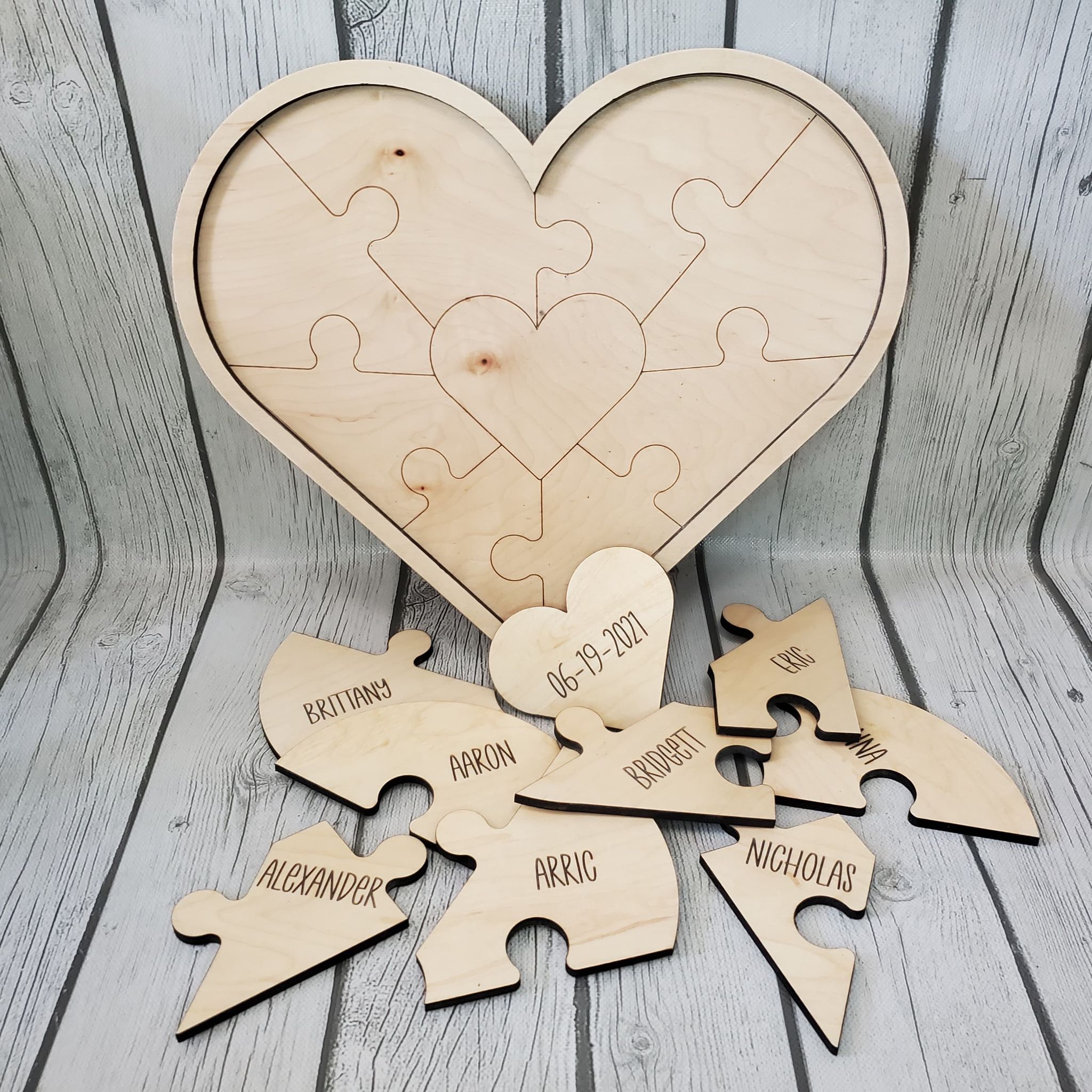 Heart Shaped Puzzle (2-8 Pieces + Middle Heart) | morganthology.